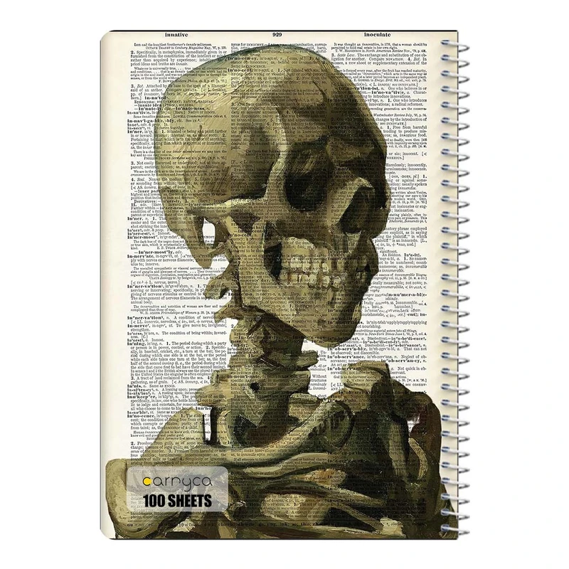دفتر شطرنجی 100 برگ سیمی کارنیکا طرح روزنامه وینتج اسکلت Vintage Newspaper Skeleton کد 21257