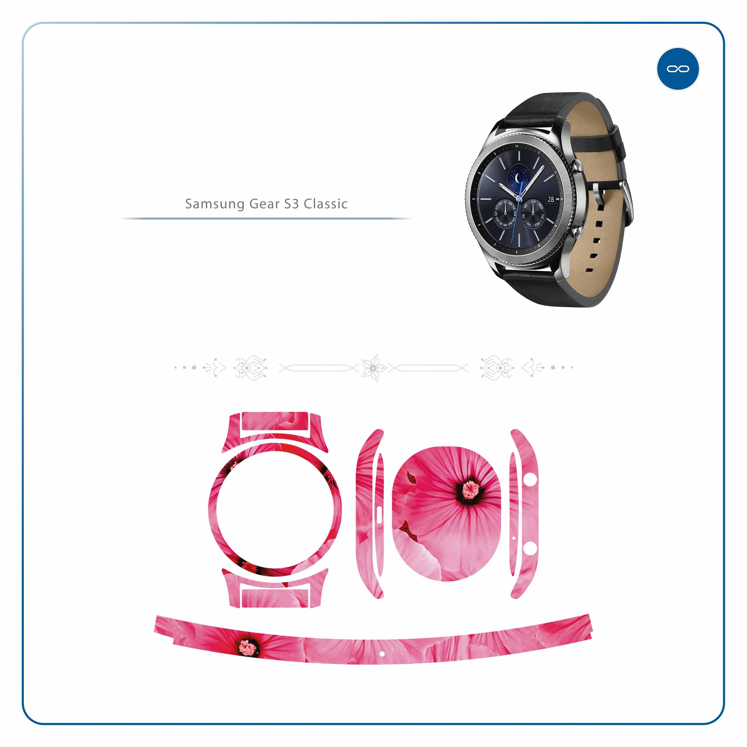 برچسب ماهوت طرح Pink-Flower مناسب برای ساعت هوشمند سامسونگ Galaxy Gear S3 Classic