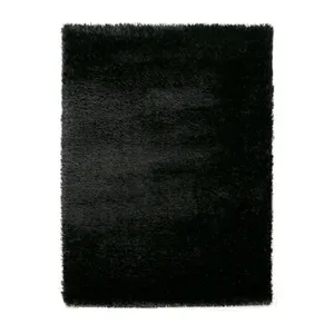 فرش ماشینی مدل شگی تری دی کد 10033 زمینه مشکی