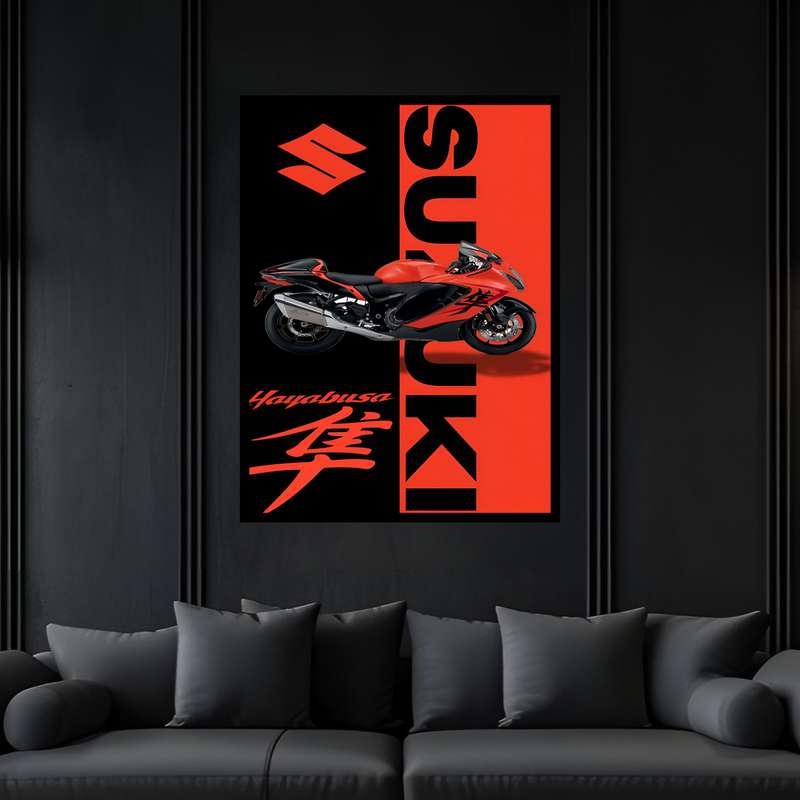 تابلو بکلیت طرح دکوراتیو مدرن موتورسیکلت سوزوکی مدل B-bu7512 فریم مشکی