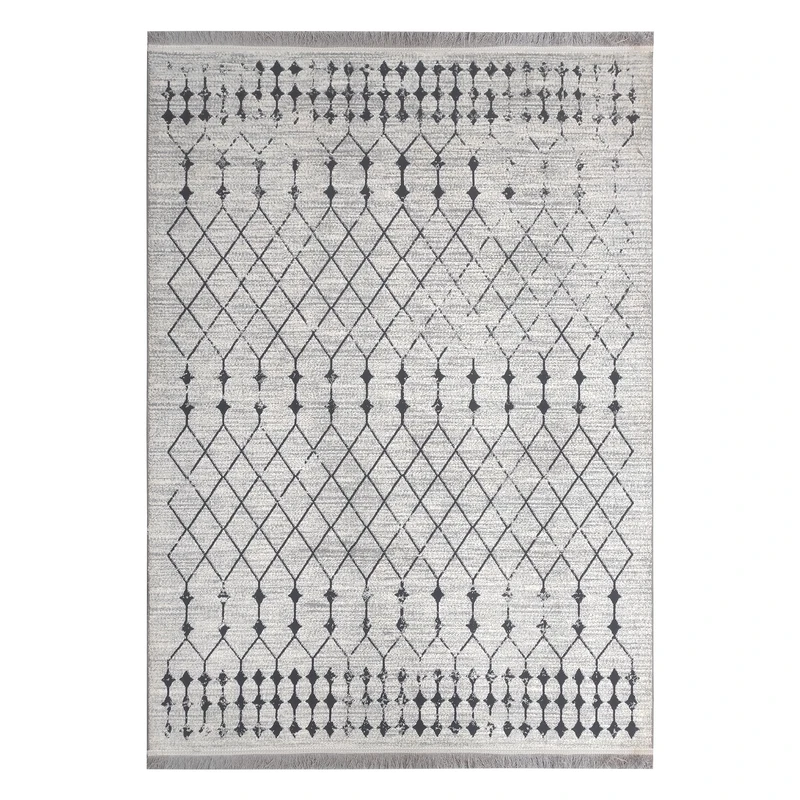 فرش ماشینی 420 شانه زمینه طوسی حاشیه طوسی مدل 9366