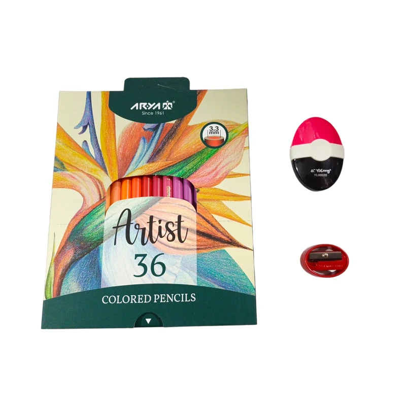 مداد رنگی 36 رنگ آریا مدل Artist به همراه پاک کن و تراش