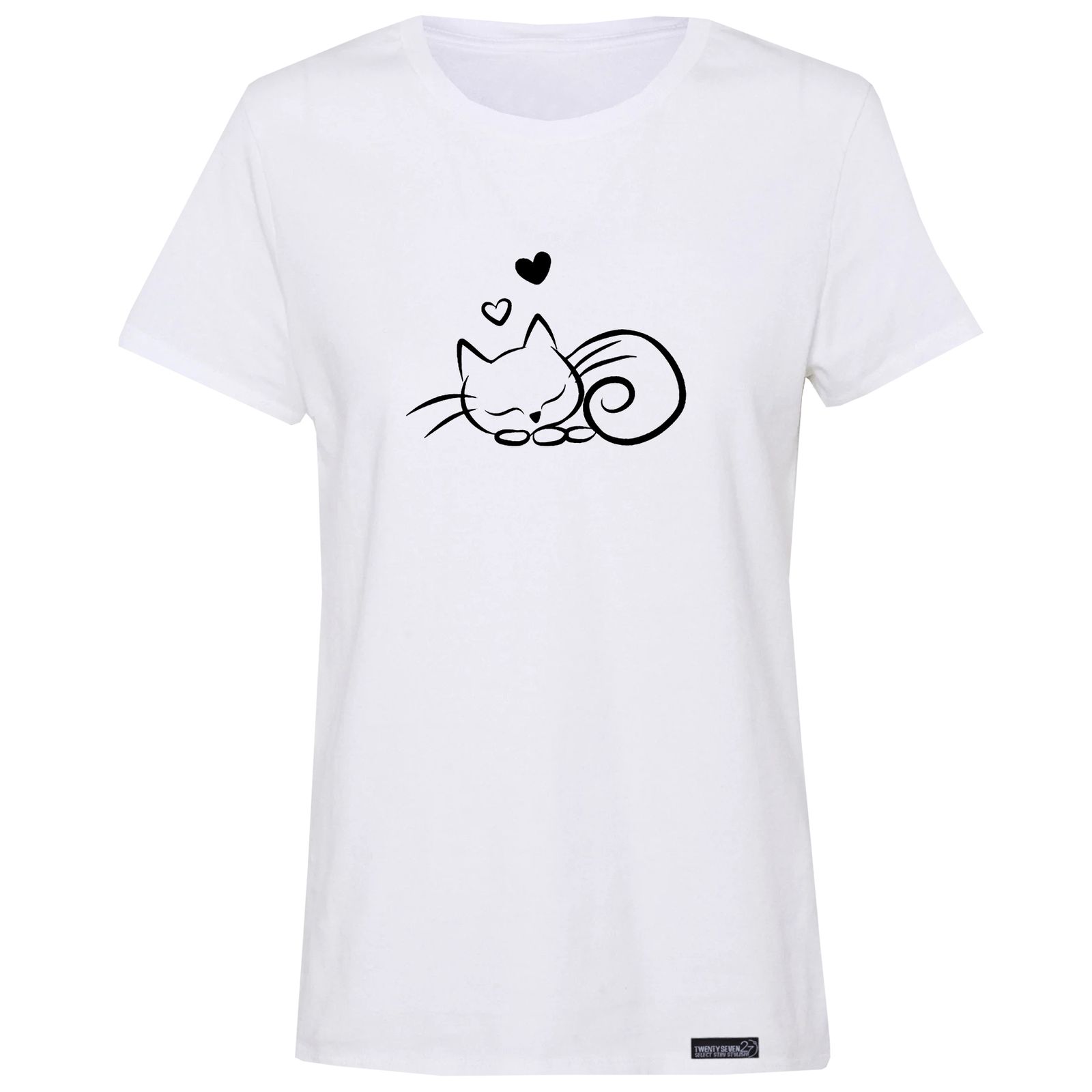 تی شرت آستین کوتاه زنانه 27 مدل گربه کد RN550 -  - 1