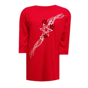 تی شرت آستین سه ربع زنانه مدل  گلدار کد DKCOP 246