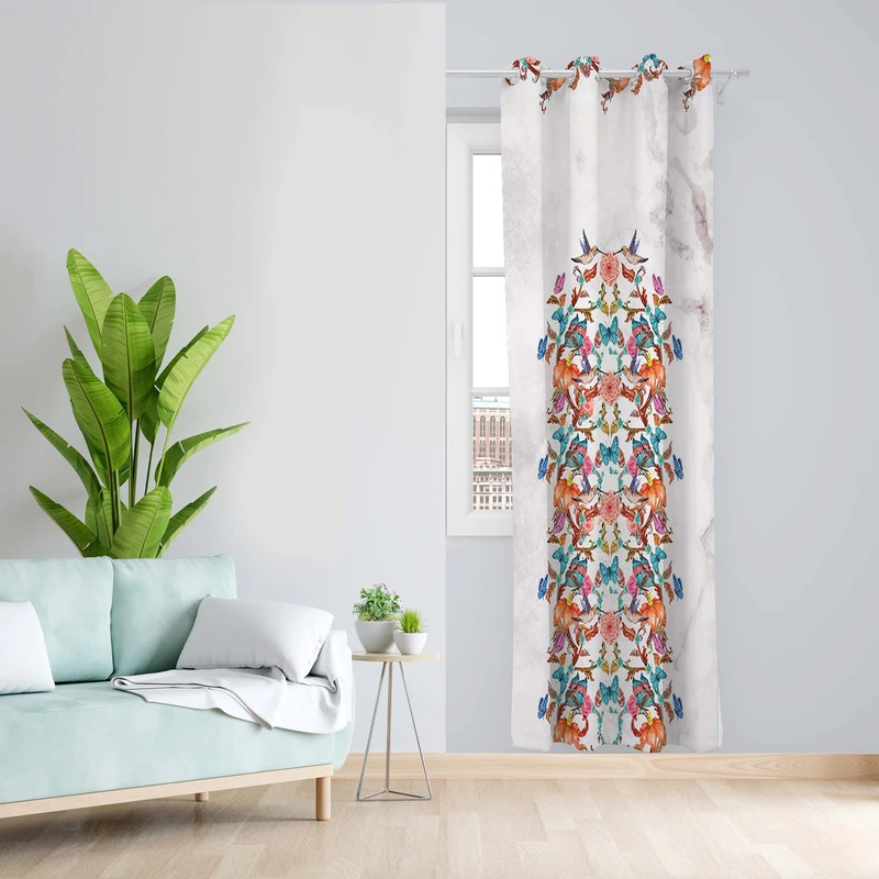 پرده طرح پرنده مدل مخمل پانچی کد 1539 z سایز 140x200 سانتی متر