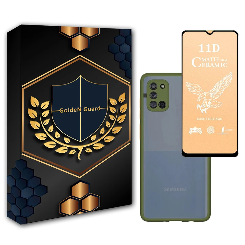 کاور گلدن گارد مدل هیبریدی پشت مات کد RS_22 مناسب برای گوشی موبایل سامسونگ Galaxy A31 به همراه محافظ صفحه نمایش سرامیک مات