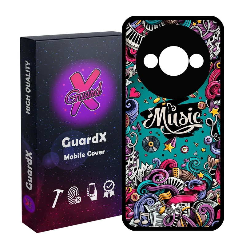 کاور گارد ایکس طرح Music مدل قاب Glass10025 مناسب برای گوشی موبایل شیائومی Redmi A3 4G/ A3X 4G/ Poco C61