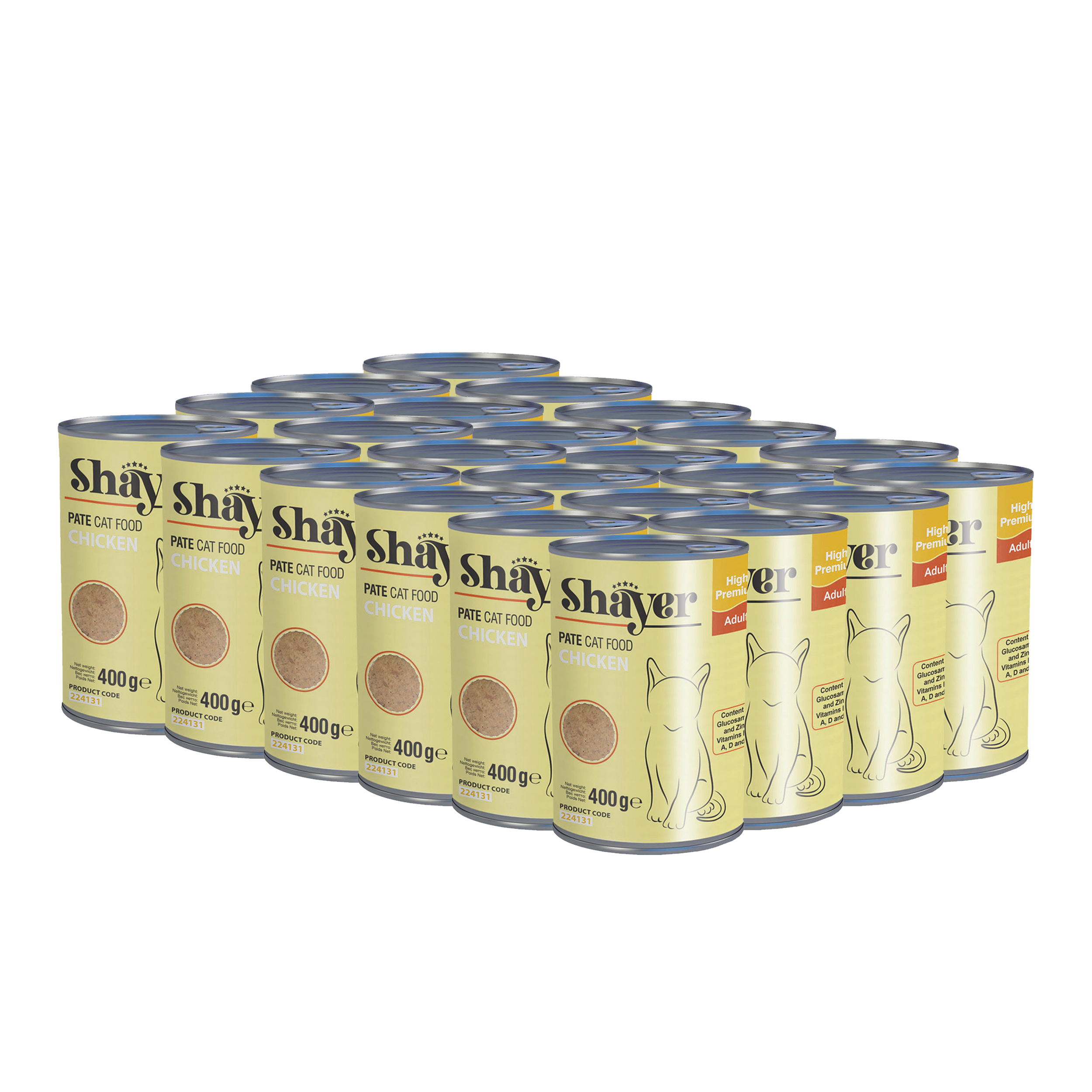 کنسرو غذای گربه شایر مدل مرغ کد sh312 وزن 400 گرم بسته 24 عددی
