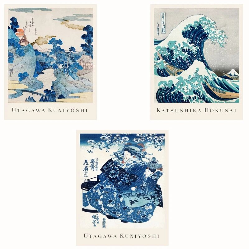 پوستر مدل ژاپنی وینتیج-سبک ژاپنی مجموعه 3 عددی