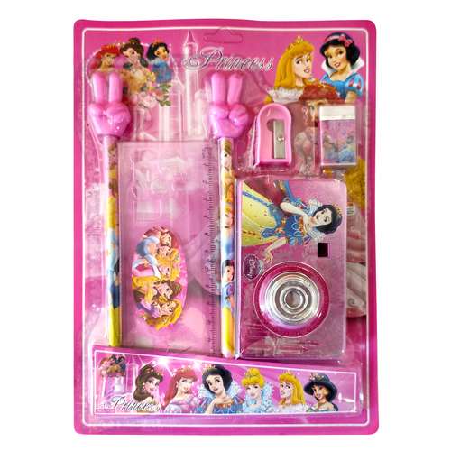 بسته لوازم تحریر مدل سیندرلا و سفید برفی کد DOS650 مجموعه 8 عددی