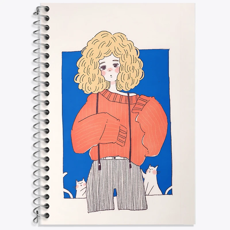 دفتر زبان 50 برگ خندالو مدل سه خط طرح دختر و گربه های بامزه کد F7380