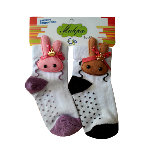 جوراب دخترانه مهپا مدل عروسکی مجموعه 2 عددی
