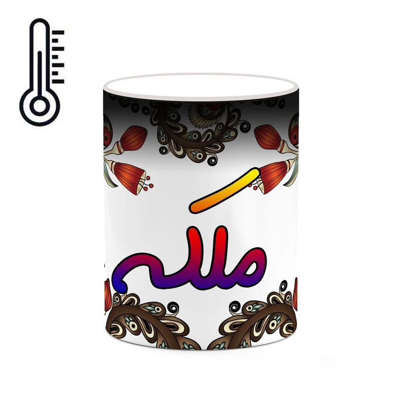 ماگ حرارتی کاکتی مدل اسم ملکه طرح سنتی گل و بته کد mgh47615