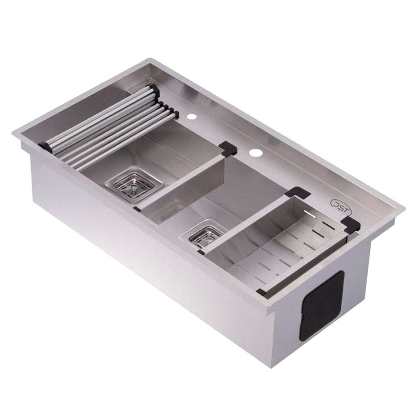 سینک ظرفشویی استیل توکار دو لگنه مدل دی اس تی 90