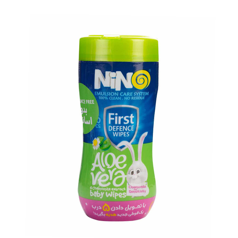 دستمال مرطوب نینو مدل eye بسته 45 عددی به همراه دستمال مرطوب نینو مدل عصاره آلوئه ورا بسته 70 عددی