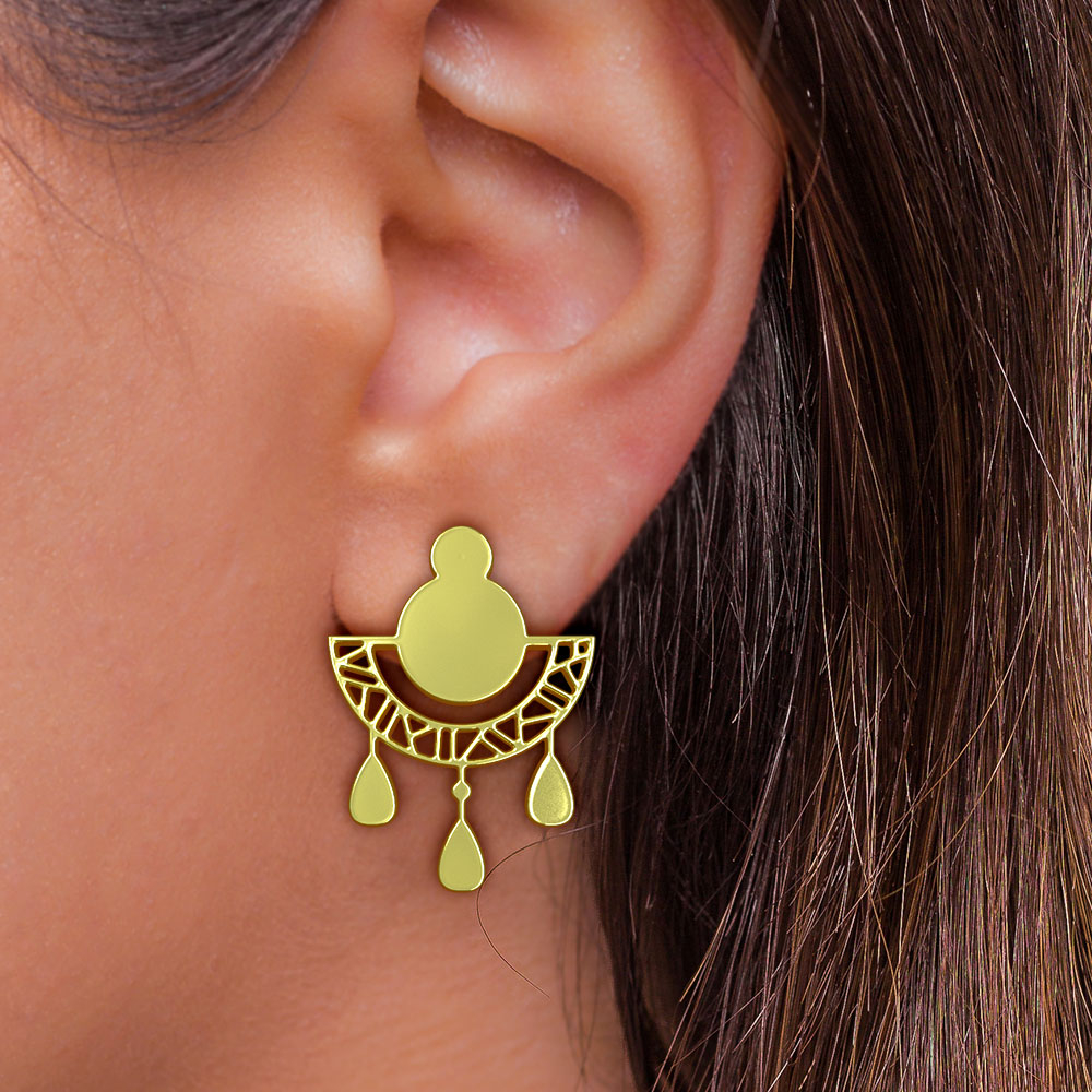 گوشواره طلا 18 عیار زنانه مدوپد مدل هندسی کد GA1-15034