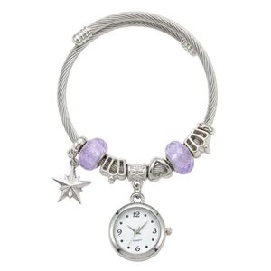 ساعت مچی عقربه‌ای کوارتز زنانه مدل لوکس مینیمال بند النگویی آویز دار کد ۵