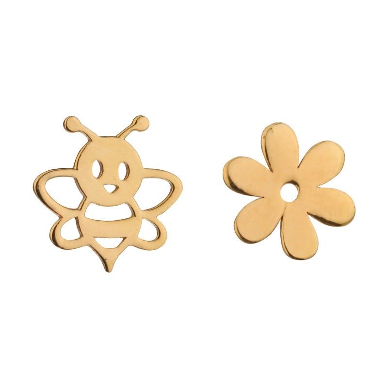 گوشواره طلا 18 عیار زنانه قیراط مدل زنبور و گل کد GH6259 -  - 2