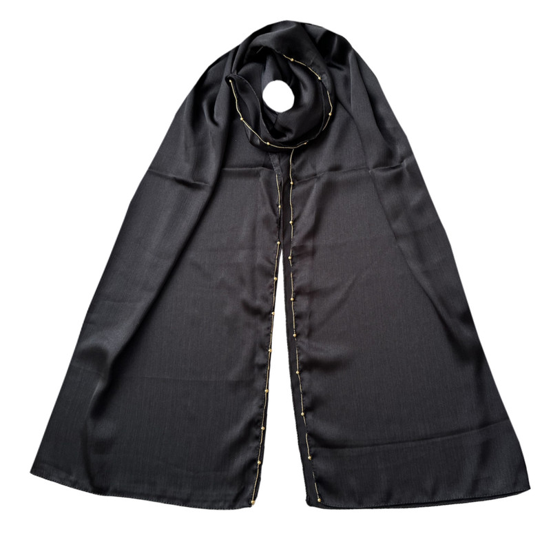 شال زنانه مدل مجلسی مهمانی ساتن دور مروارید دوزی