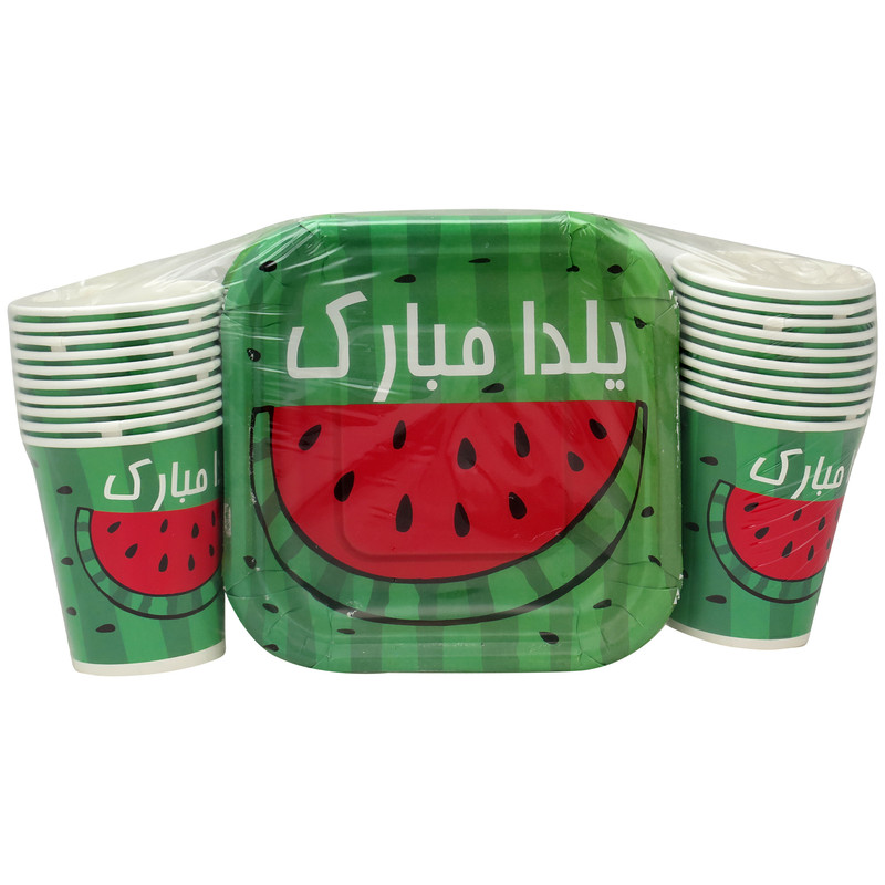 پیش دستی و لیوان یکبار مصرف مدل شب یلدا کد YL بسته 40 عددی
