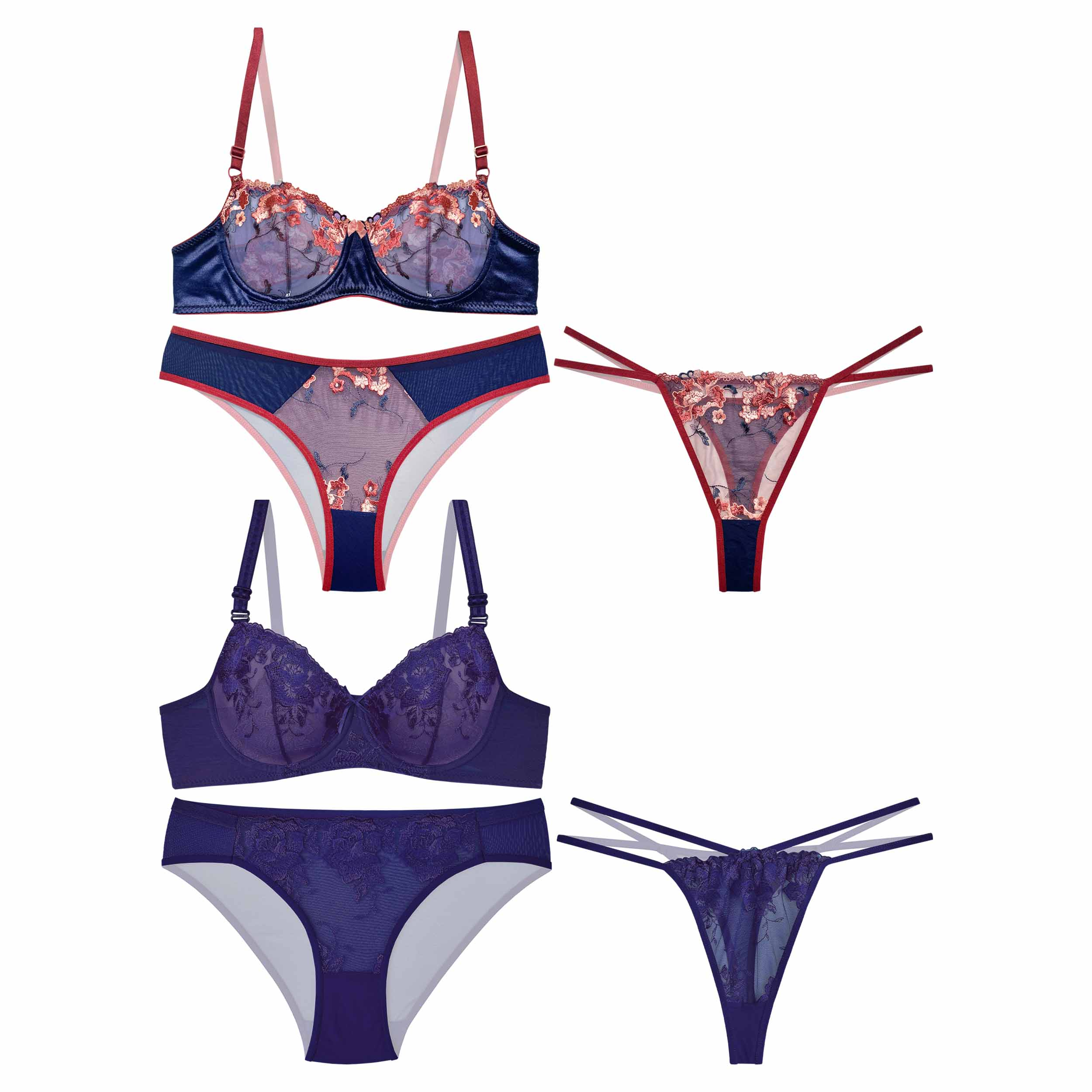 ست شورت و سوتین زنانه نوشه پوش کد 13-40906 دو مجموعه  3 عددی