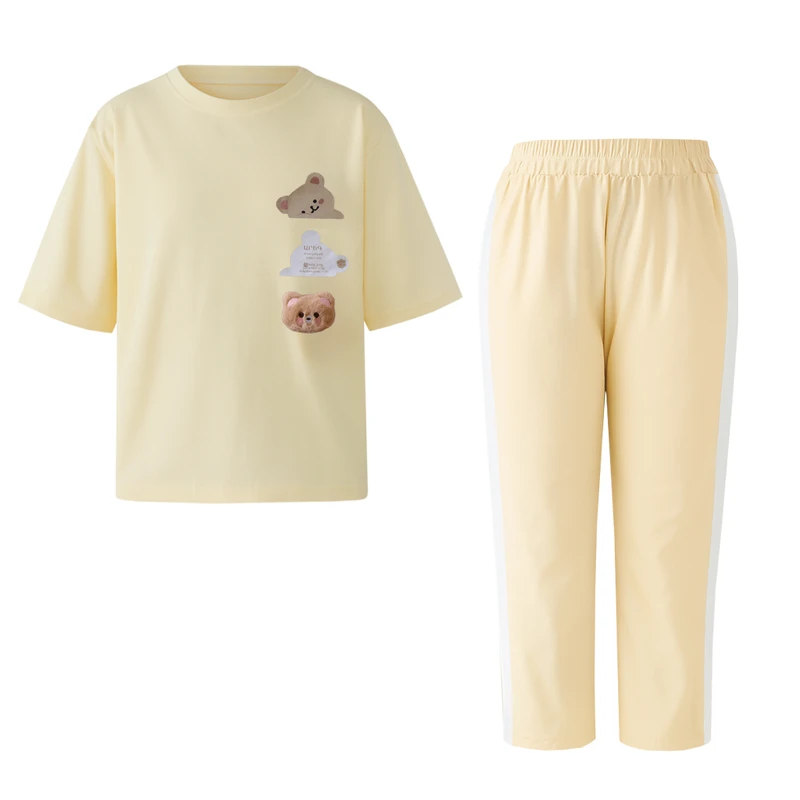 ست تی شرت آستین کوتاه و شلوار راحتی زنانه مدل A1093-L