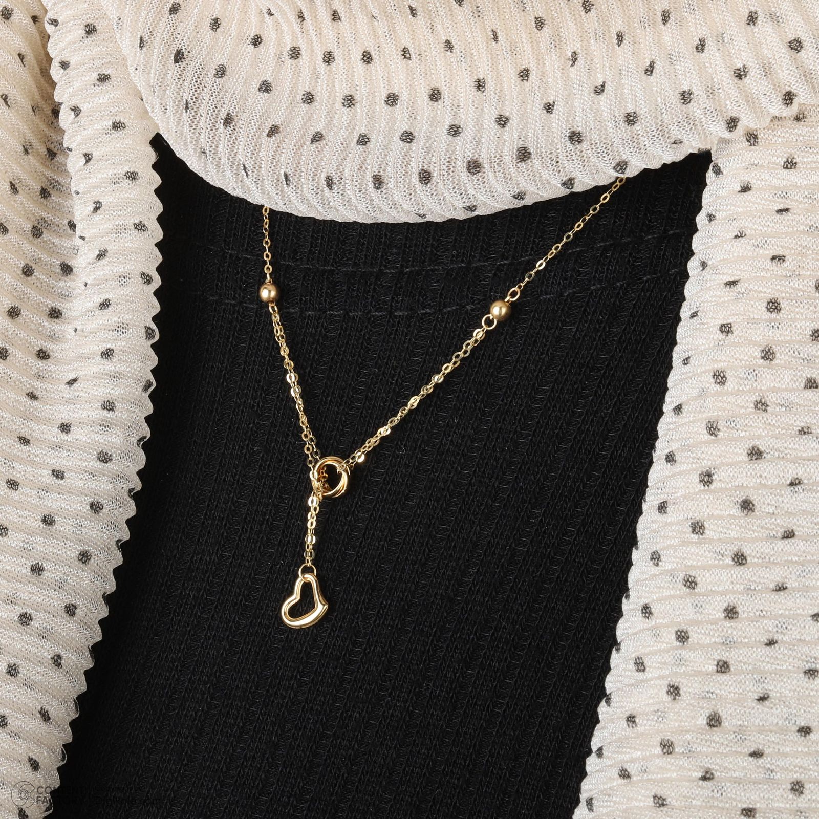 گردنبند طلا 18 عیار زنانه با زنجیر حلقهای (فلامینگو) وی گالری مدل گوی و قلب کد NC2051 -  - 9