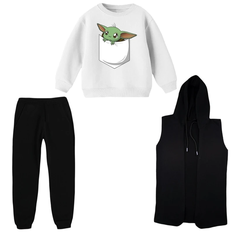 ست 3 تکه لباس راحتی بچگانه مدل بیبی یودا جیبی  