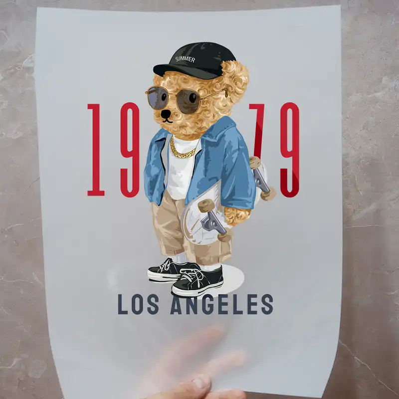 استیکر پارچه و لباس مدل dtf طرح تدی کد H20.197 مجموعه 3 عددی