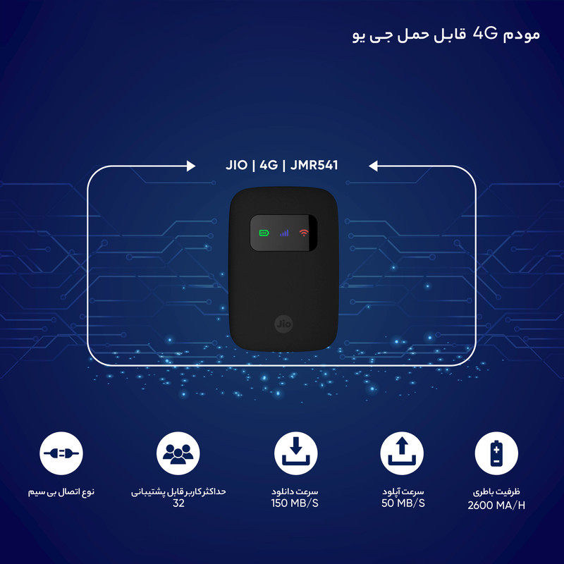 مودم 4G قابل حمل جی یو مدل JMR541