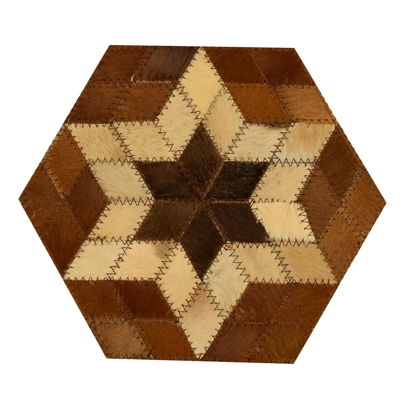 رومیزی کلاژ چرم و پوست مدل شش ضلعی کد 005