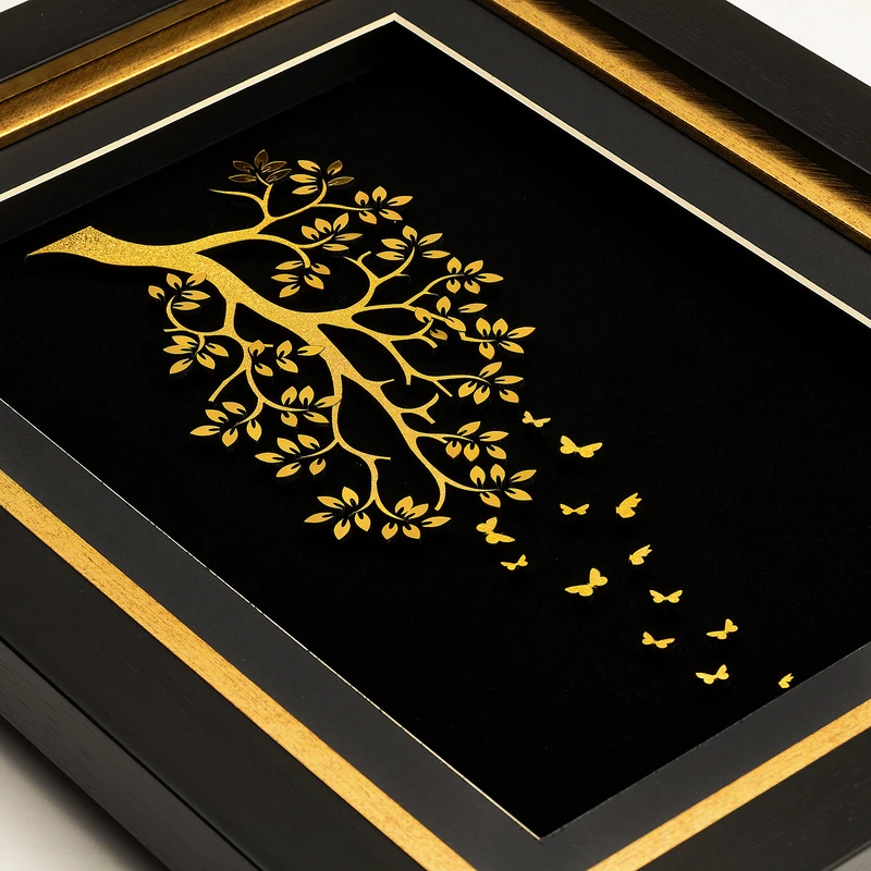 عکس شماره 2 : تابلو طلاکوب آلتین هنر مدل درخت و پروانه کد 500202
