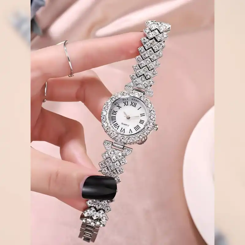 ساعت مچی عقربه ای زنانه مدل فول نگین دستبندی