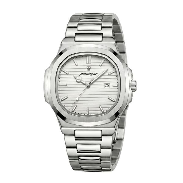 ساعت مچی عقربه‌ای کوارتز مردانه پوداگار مدل ناتیلوس اسپرت تک موتوره بند استیل دیت جاست قفل مخفی کد P2