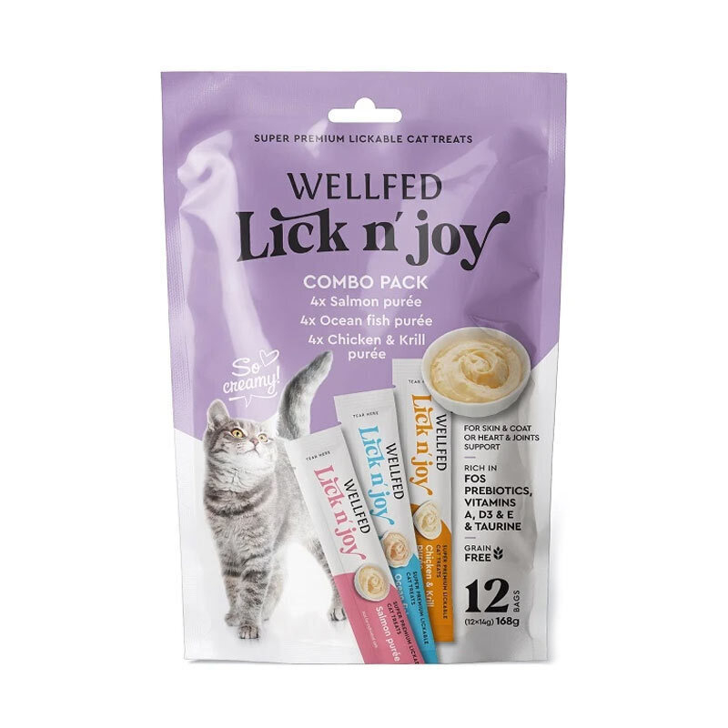 تشویقی گربه ولفد مدل پوست و مو طعم میکس بسته 12 عددی