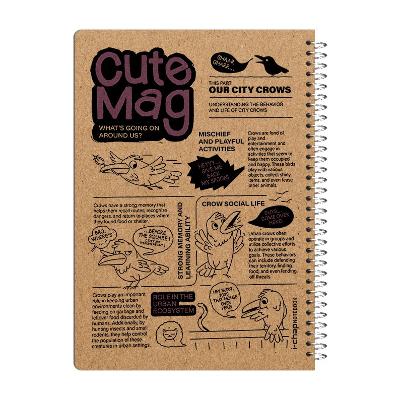 دفتر یادداشت 80 برگ آی چاپ مدل کیوت مگ طرح کلاغ کد cm03