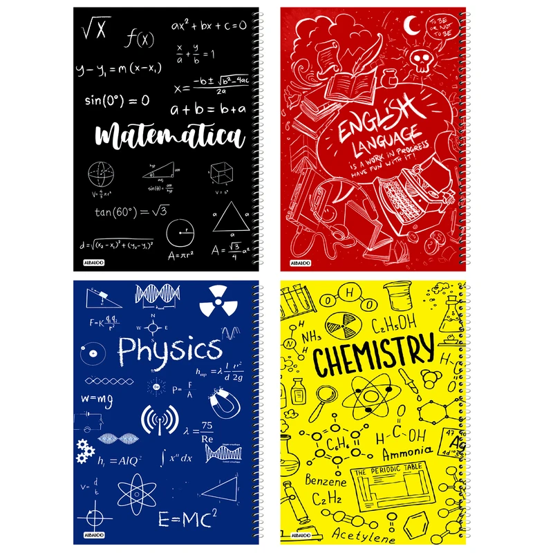 دفتر مشق 100 برگ آلبالو مدل کالج درسی بسته 4 عددی