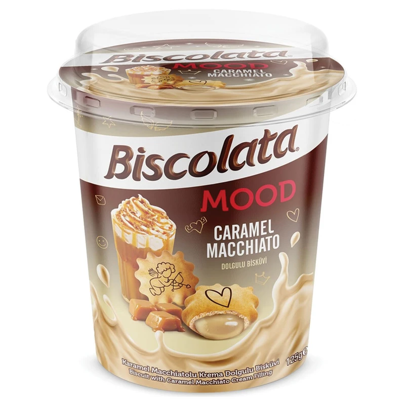 بیسکویت فانتزی با طعم کارامل ماکیاتو لیوانی بیسکولاتا - 125 گرم