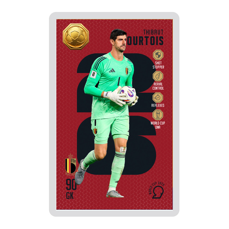 طلا گرمی 18 عیار سوت مدل کورتوا COURTOIS طرح کارت فوتبالی جام جهانی 2026 کد SO10148026