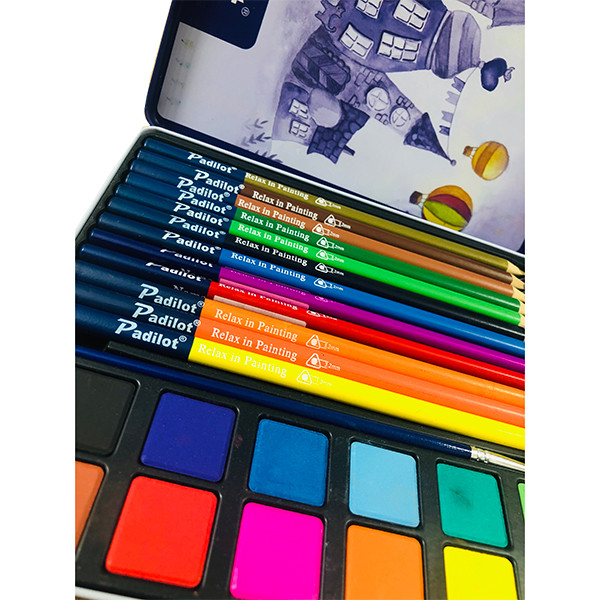 مداد رنگی 12 رنگ و آبرنگ پادیلوت مدل خانه