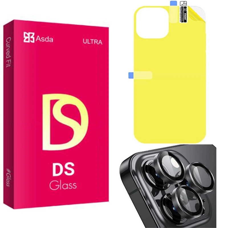  محافظ پشت گوشی آسدا مدل DS مناسب برای گوشی موبایل اپل iPhone 14 promax به همراه محافظ لنز دوربین
