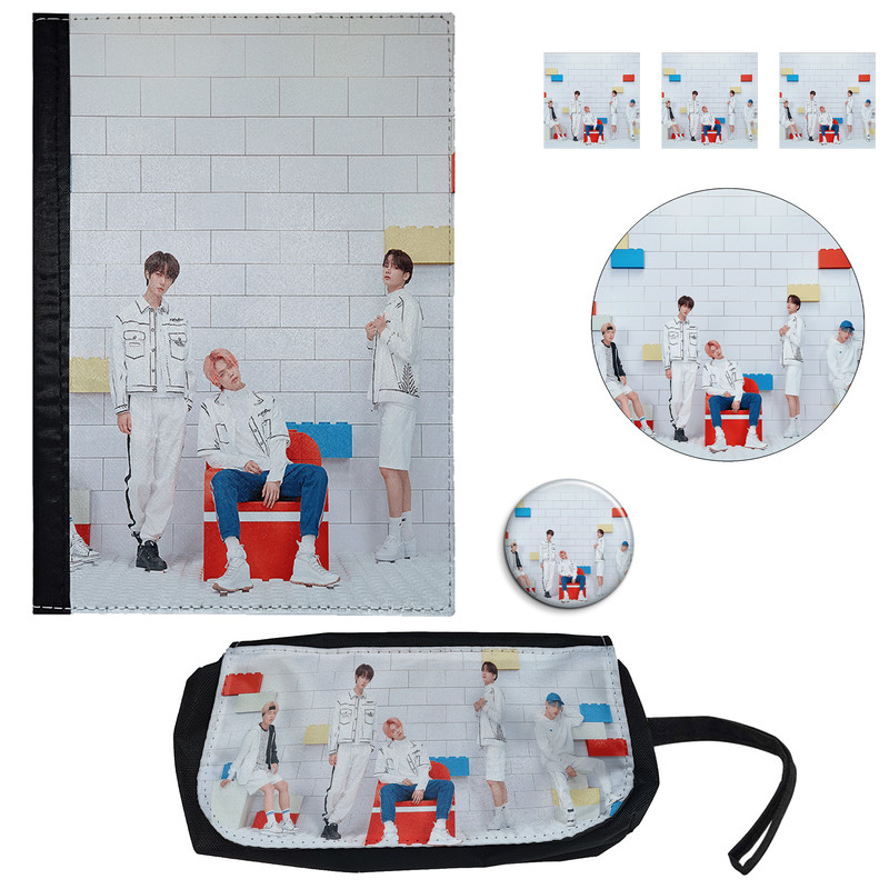 کلاسور مدل گروه موسیقی تی اکس تی کد A4 به همراه جامدادی و زیر لیوانی و پیکسل و استیکر مجموعه 7 عددی