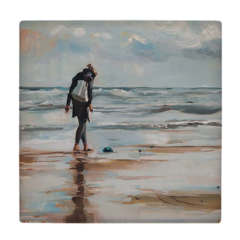  زیر لیوانی  طرح نقاشی دختر کنار ساحل کد    6085182_5077