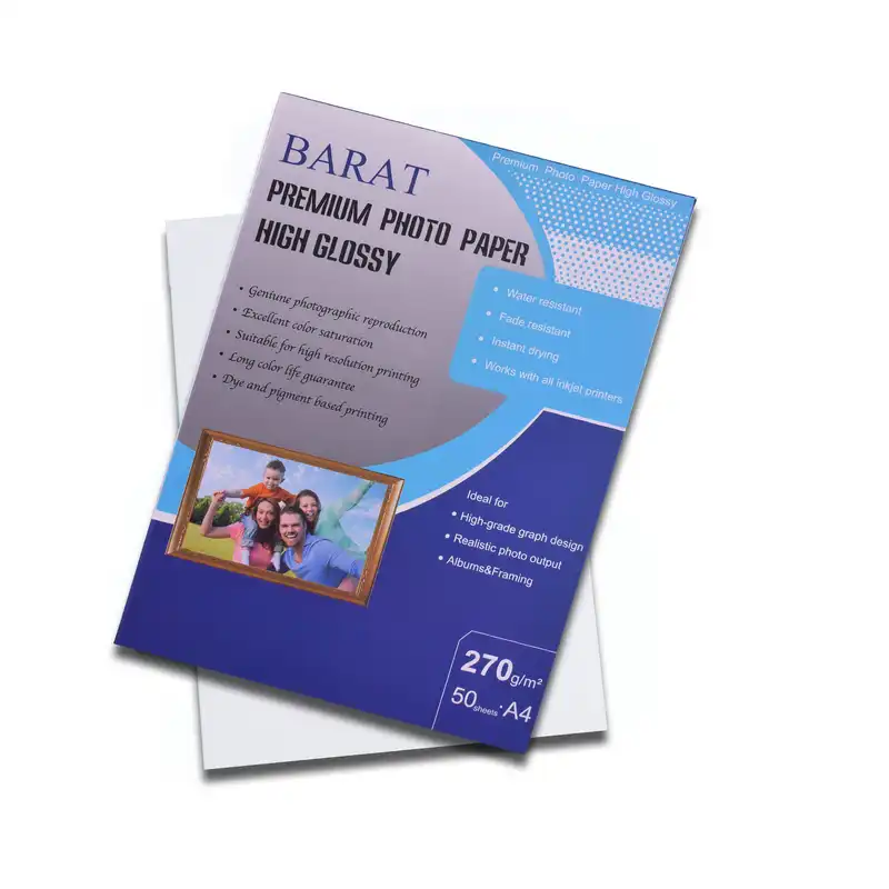 کاغذ چاپ عکس فتوگلاسه بارات مدل پرمیوم 270G RC سایز A4 بسته 50 عددی