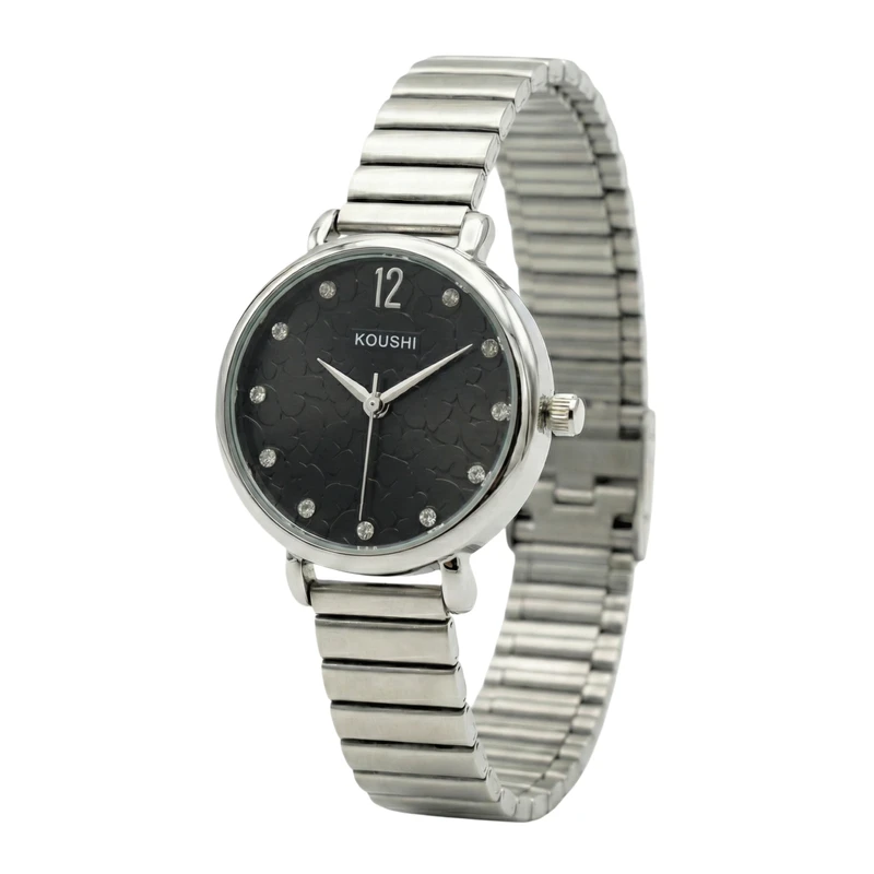 ساعت مچی عقربه‌ای کوارتز زنانه کوشی  مدل لوکس اسپرت بند استیل طرح کرکره ای کد K003