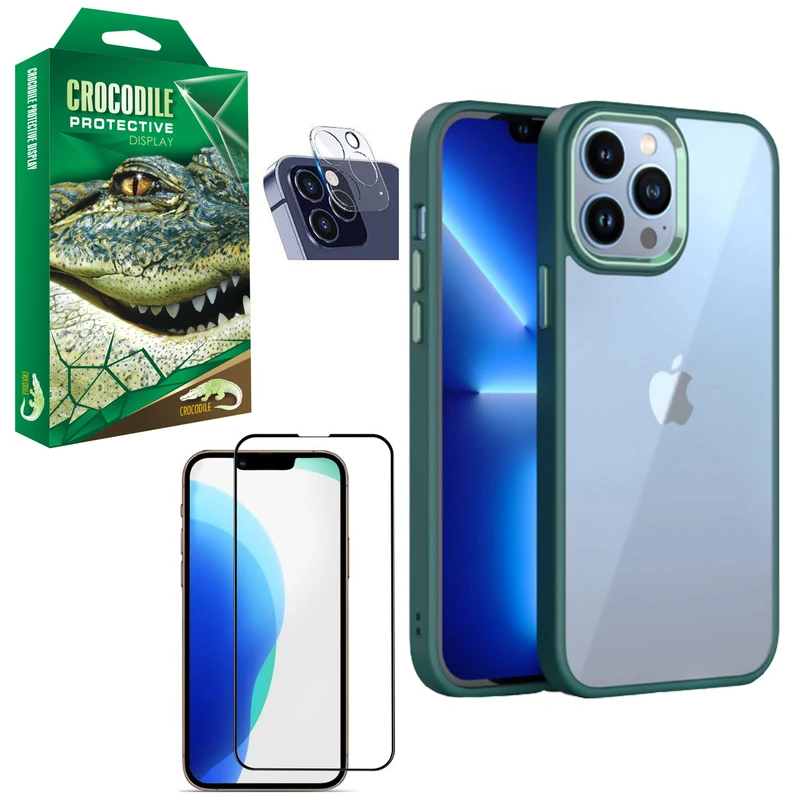 کاور کروکودیل مدل CO-CVR-UNQ مناسب برای گوشی موبایل اپل iphone 12 Pro Max به همراه محافظ صفحه نمایش و محافظ لنز دوربین