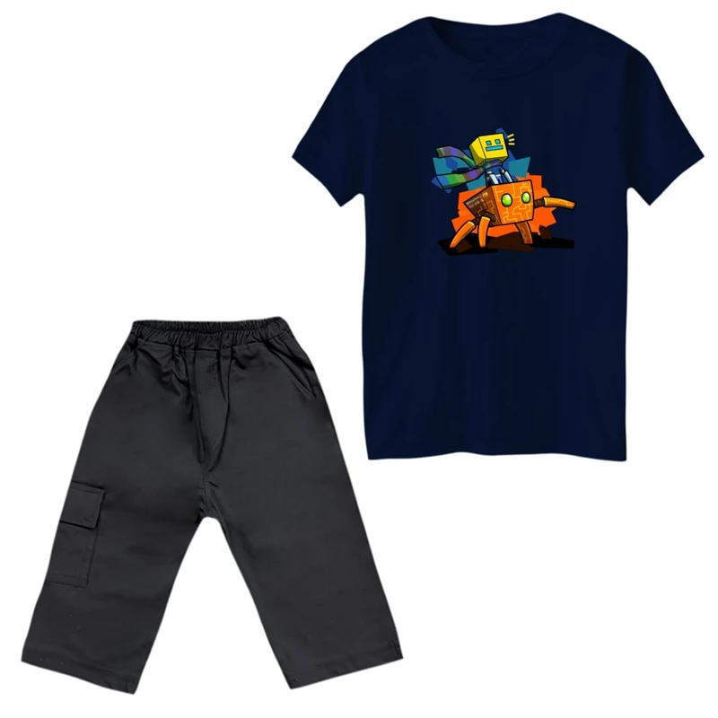 ست تی‌شرت و شلوارک پسرانه مدل ماینکرفت کد 7