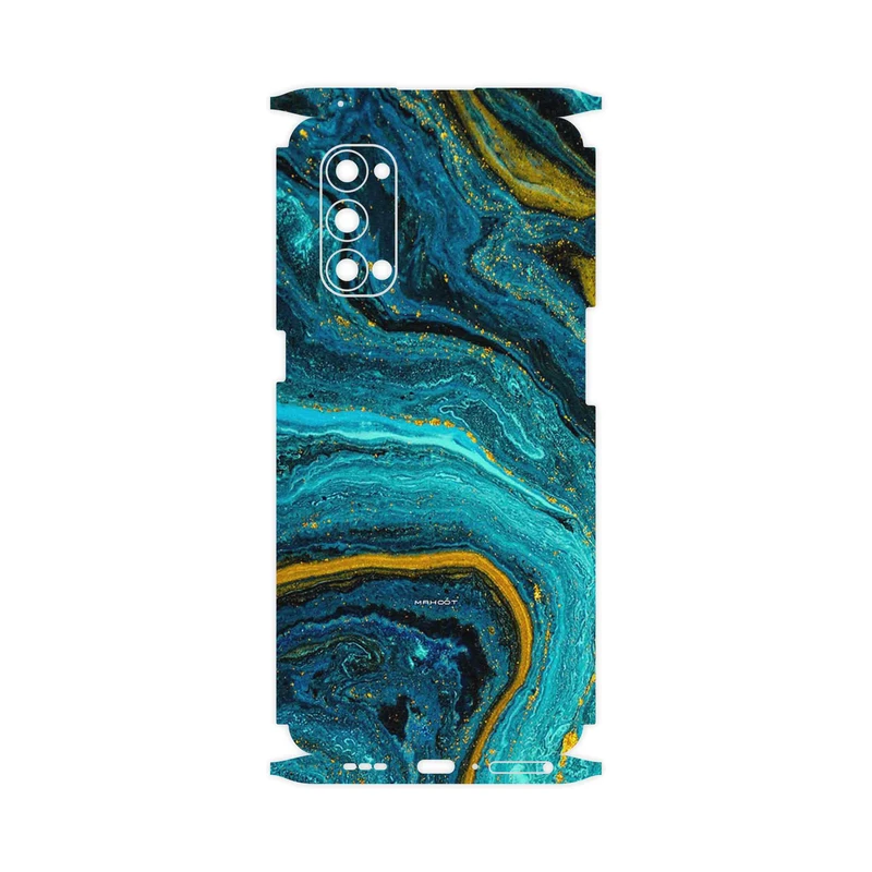 برچسب پوششی ماهوت مدل Turquoise marblewith golden streaks-FullSkin مناسب برای گوشی موبایل اپو Reno4 Pro 5G