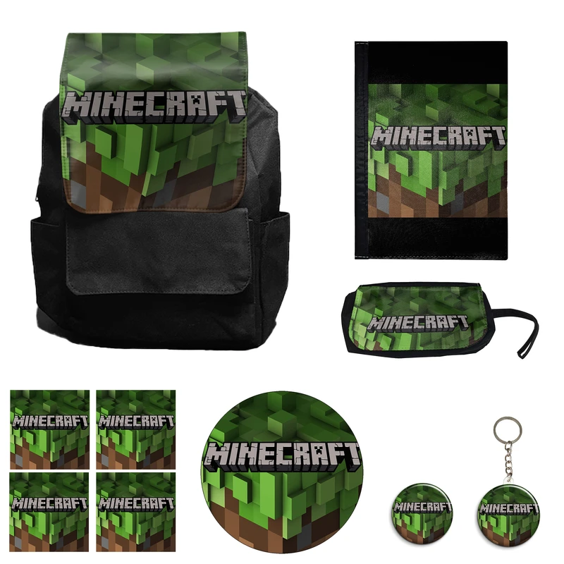 کوله پشتی مدل بازی ماینکرافت کد M10  به همراه کلاسور و جامدادی و زیر لیوانی و جاکلیدیمجموعه 10 عددی