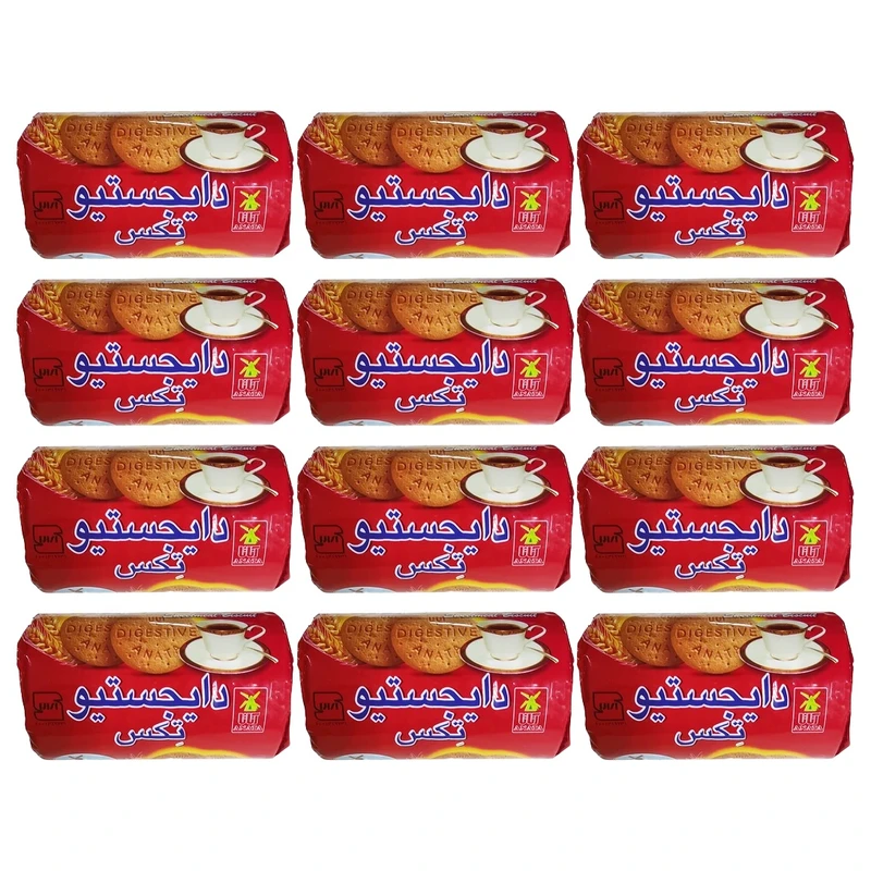 بیسکویت دایجستیو سبوس دار ساده آناتا - 180 گرم بسته 12 عددی